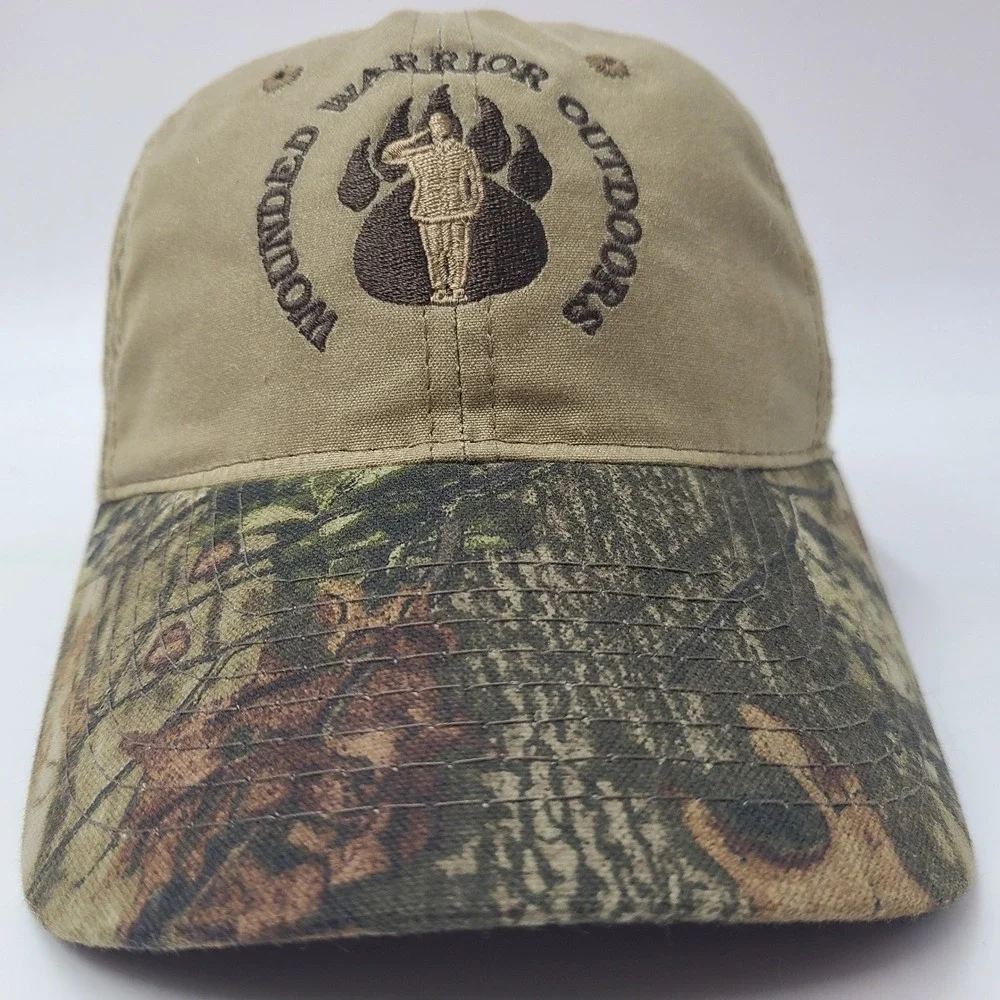 Wounded Warrior Outdoors Hat Strapback (Fits Small) Brown Camo Brim Casual Men‎